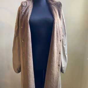 Vintage Women Tan Coat by Louis Feraud Paris size Medium